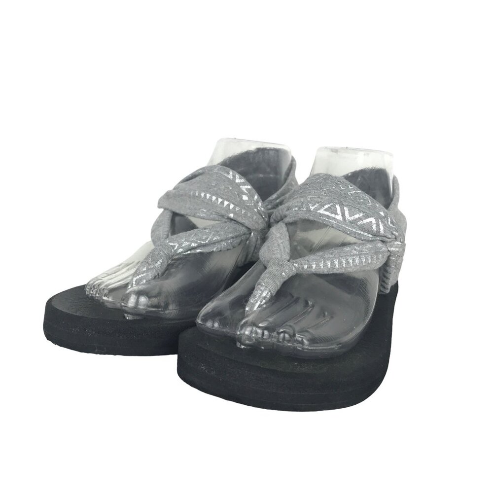 FloJos Womens 7 Zen Silver Gray Aztec Print Cushioned Sandals Jersey Flip Flop